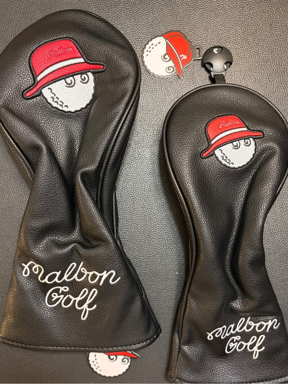 Malbon Driver & 3 Wood head covers. Black